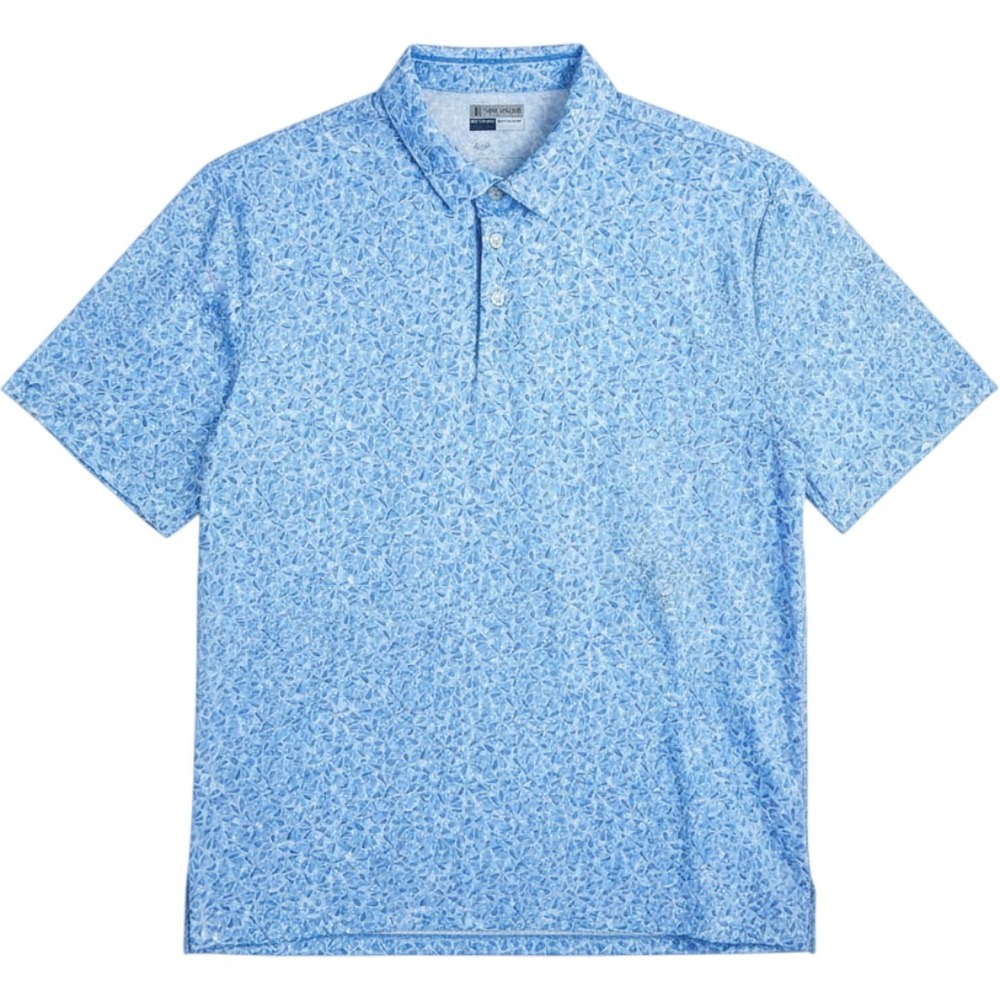 PGA Tour Pro Series Men XXL Blue White Geometric Floral Golf Polo Shirt Athletic